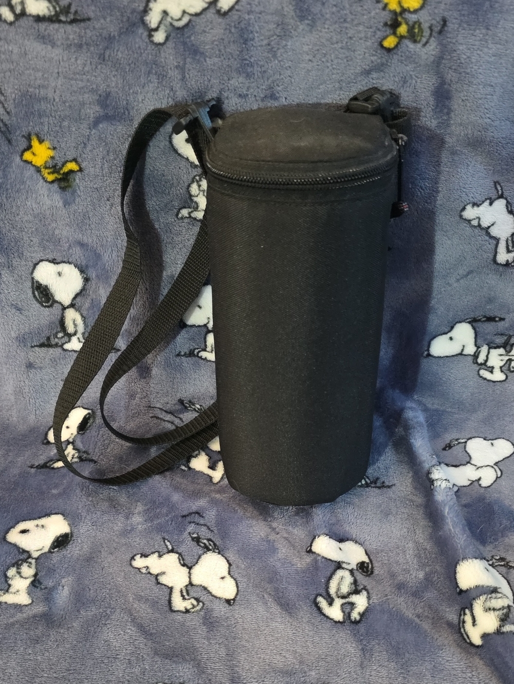 Black Lowepro Cylindrical Neoprene Bottle Carrier with Shoulder Strap